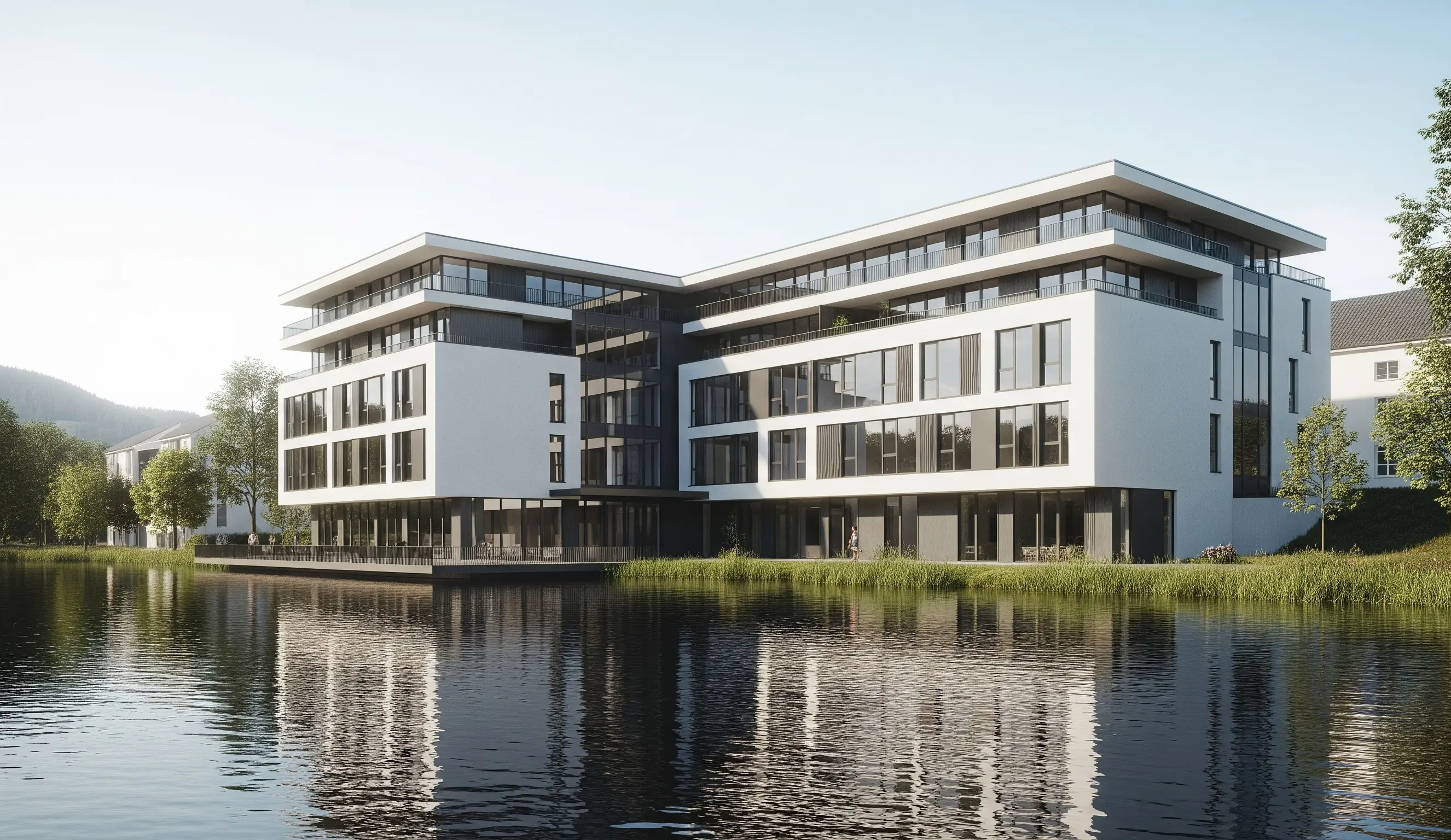 Large building by river